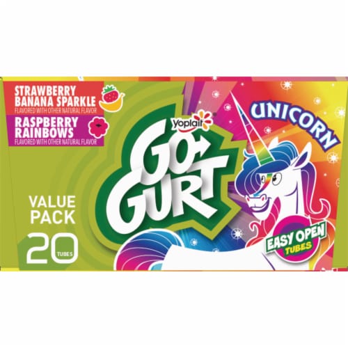 Go GURT Unicorn Strawberry Banana & Raspberry Kids Yogurt Tubes Perspective: bottom