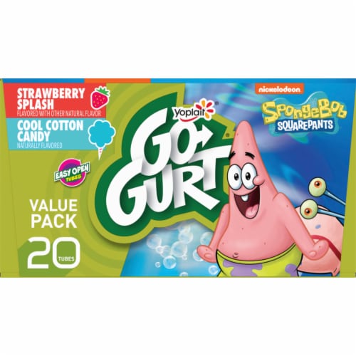 Go GURT Strawberry and Cotton Candy Kids Fat Free Yogurt Tubes Perspective: bottom