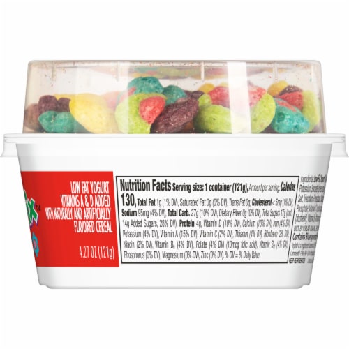 Yoplait Low Fat Strawberry Kids Yogurt & Trix Cereal Snack Perspective: bottom