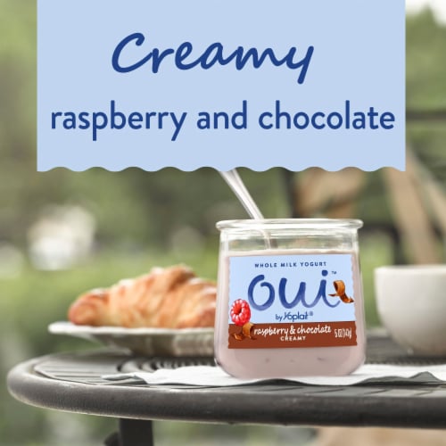 Oui by Yoplait Raspberry and Chocolate Whole Milk Yogurt Jar Perspective: bottom