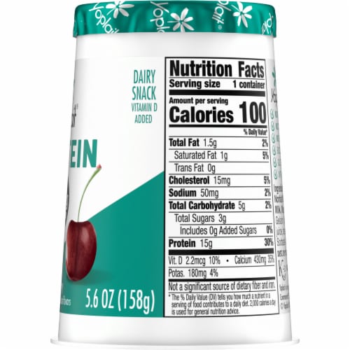 Yoplait Protein Cherry Yogurt Cultured Dairy Snack Cup Perspective: bottom