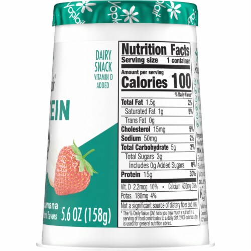Yoplait Protein Strawberry Banana Yogurt Cultured Dairy Snack Cup Perspective: bottom