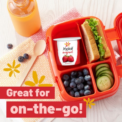 Yoplait Original Low Fat Strawberry and Strawberry Banana Yogurt Cups Perspective: bottom
