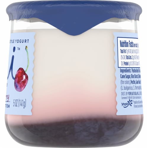 Oui by Yoplait Gluten Free French Style Black Cherry Whole Milk Yogurt Glass Jar Perspective: bottom