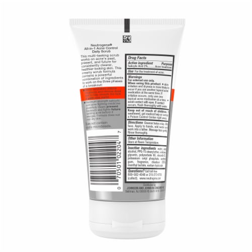 Neutrogena All-in-1 Acne Control Daily Facial Acne Scrub Perspective: bottom