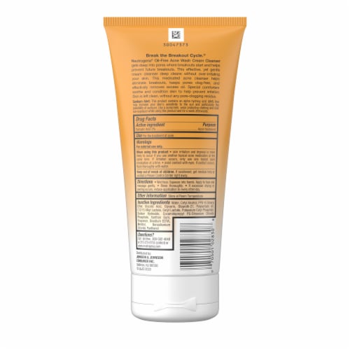 Neutrogena Oil-Free Acne Face Wash Cream Cleanser with 2% Salicylic Acid Acne Treatment Perspective: bottom