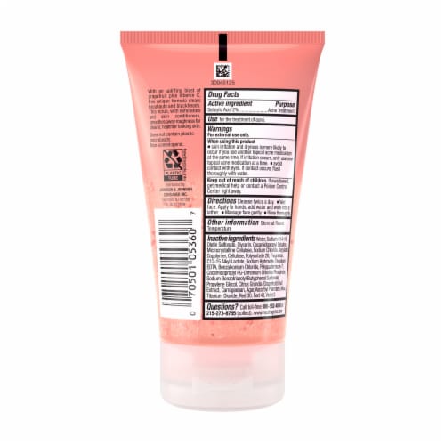 Neutrogena Oil Free Pink Grapefruit Acne Face Wash with Vitamin C 2% Salicylic Acid Acne Treatment Perspective: bottom