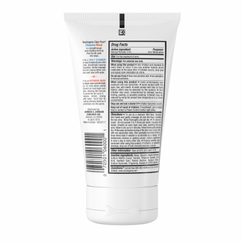 Neutrogena Clear Pore 2 in 1 Facial Cleanser and Mask with 3.5% Benzoyl Peroxide Acne Treatment Perspective: bottom