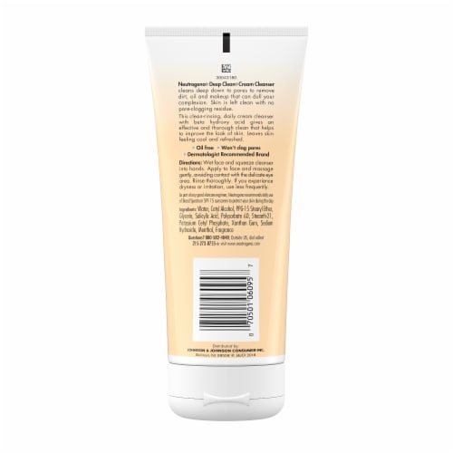 Neutrogena Deep Clean Daily Cream Face Wash with Beta Hydroxy Acid to Remove Dirt Oil & Makeup Perspective: bottom