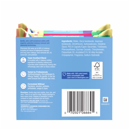 Neutrogena Makeup Remover Wipes Plant-Based Towelettes, Gently Removes Oil & Makeup Perspective: bottom