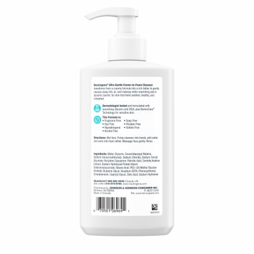 Neutrogena Ultra Gentle Cream-To-Foam Cleanser, Fragrance-Free Perspective: bottom