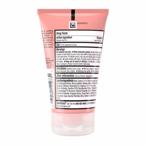 Neutrogena Oil-Free Pink Grapefruit Acne Wash Face Scrub, Gentle Foaming Travel Size Perspective: bottom