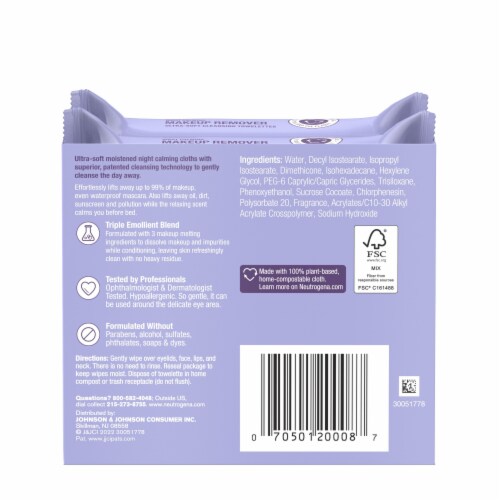 Neutrogena Night Calming Makeup Remover Cleansing Towelettes Perspective: bottom