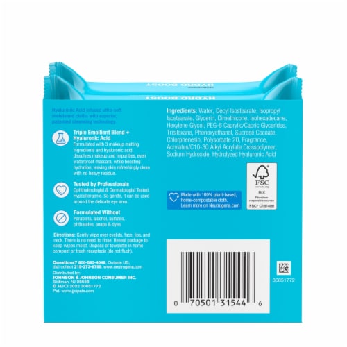 Neutrogena Hydro Boost Face Cleansing Cloths & Makeup Wipes Perspective: bottom