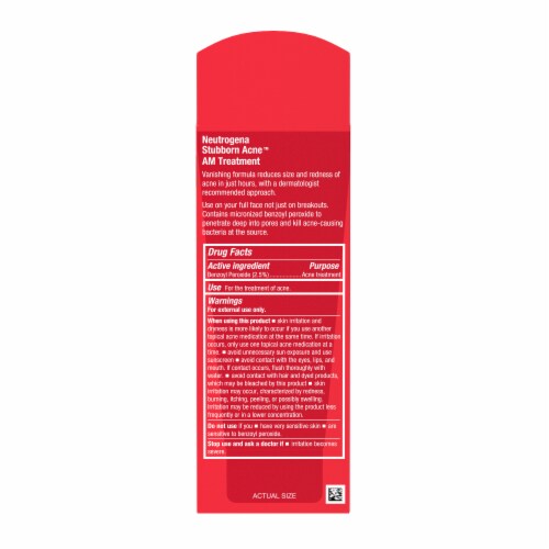 Neutrogena Stubborn Acne AM Face Treatment with 2.5% Micronized Benzoyl Peroxide Acne Medication Perspective: bottom