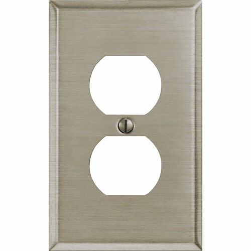 Amerelle 1-Gang Stamped Steel Outlet Wall Plate, Brushed Nickel 163DBN Perspective: bottom