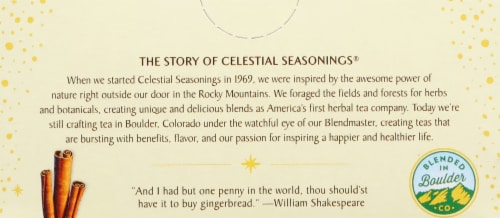 Celestial Seasonings® Gingerbread Spice® Holiday Herbal Tea Bags Perspective: bottom