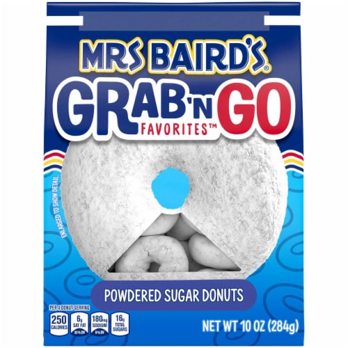 Mrs Baird's Grab 'n Go Favorites Powdered Sugar Donuts Perspective: bottom
