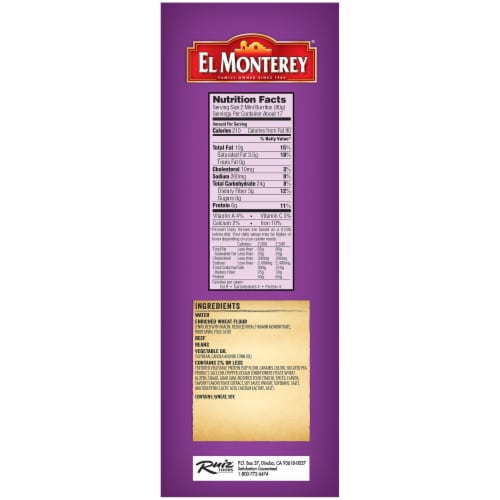 El Monterey® Mini Beef & Bean Burritos Perspective: bottom