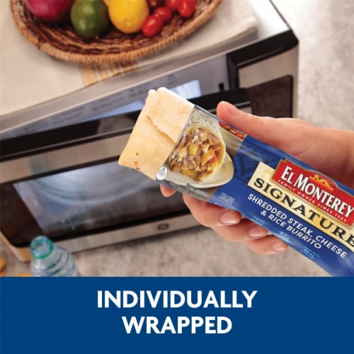 El Monterey® Signature Shredded Steak Cheese & Rice Frozen Burrito Perspective: bottom