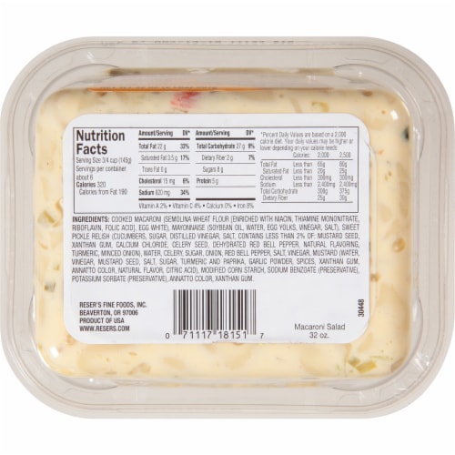 Reser's Fine Foods Macaroni Salad Perspective: bottom