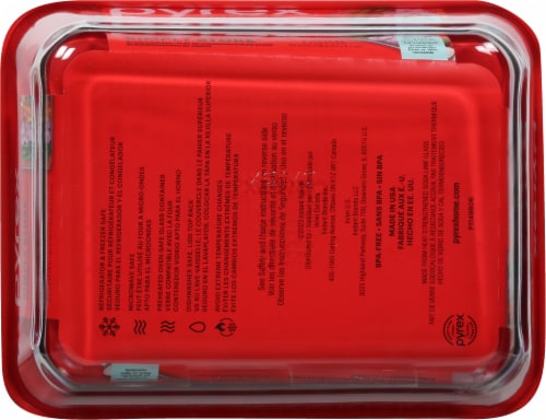 Pyrex® 6-Cup Covered Glass Storage Dish - Red/Clear Perspective: bottom
