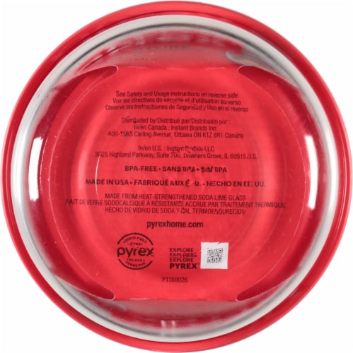 Pyrex® Round 2 Cup Storage Container with Red Lid Perspective: bottom