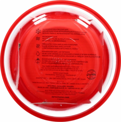 Pyrex® Covered Round Storage Dish - Clear/Red Perspective: bottom