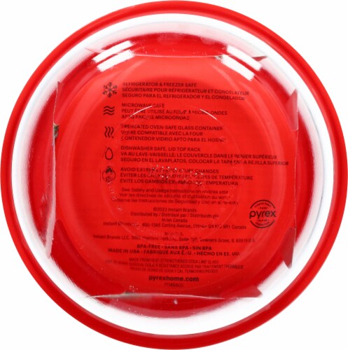 Pyrex® Covered Round Storage Dish - Clear/Red Perspective: bottom