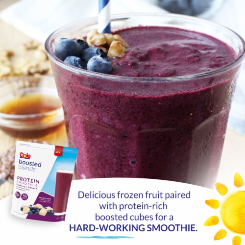 DOLE BOOSTED BLENDS® Protein Blueberry & Banana Smoothie Frozen Fruit Perspective: bottom