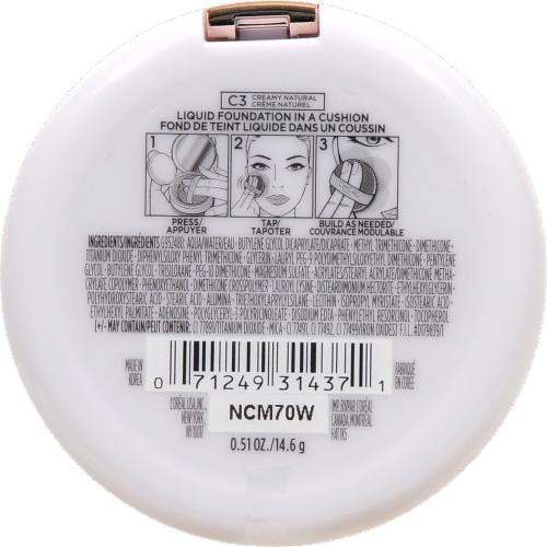 L'Oreal Paris True Match Lumi Cushion C3 Creamy Natural Liquid Foundation Perspective: bottom