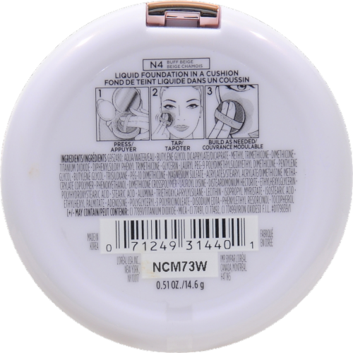 L'Oreal Paris True Match Lumi Cushion N4 Buff Beige Liquid Foundation Perspective: bottom