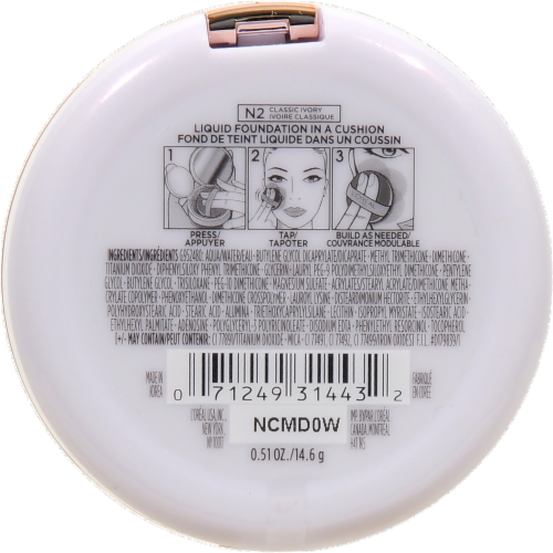 L'Oreal Paris True Match Lumi Cushion N2 Classic Ivory Liquid Foundation Perspective: bottom