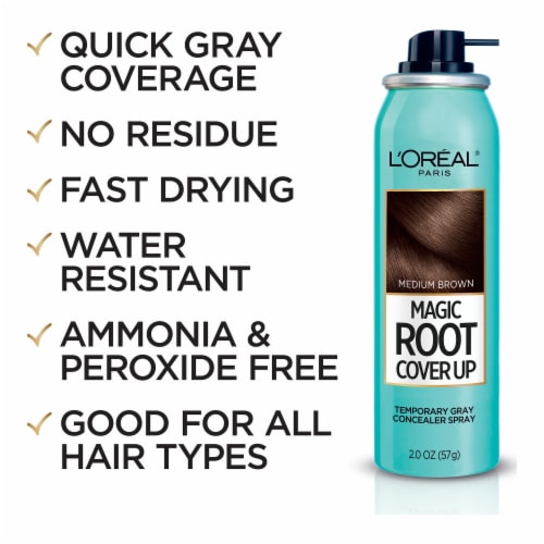 L'Oreal Paris Magic Root Cover Up Medium Brown Gray Concealer Spray Perspective: bottom