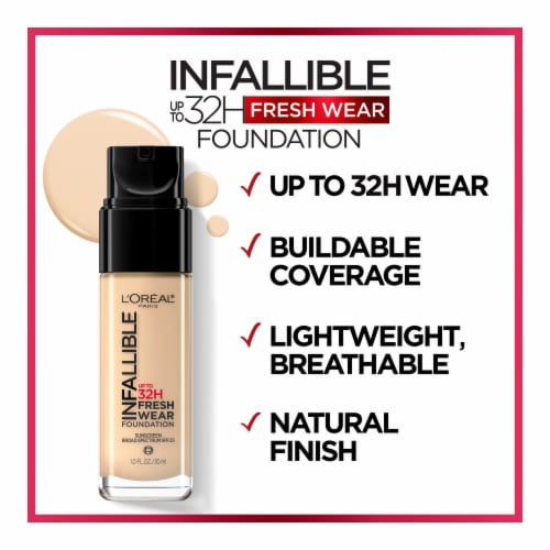 L'Oreal Paris Infallible Foundation 24 Hour Fresh Wear Lightweight 475 Sun  Beige, 1.0 fl oz - Pay Less Super Markets