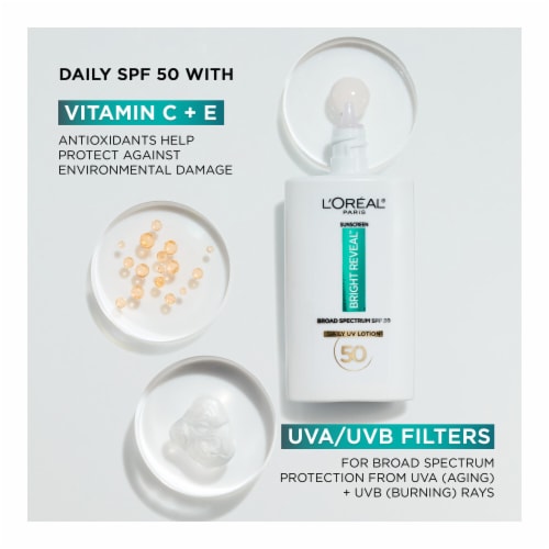 L'Oreal Paris Bright Reveal Face Sunscreen Daily UV Lotion with SPF 50 Perspective: bottom
