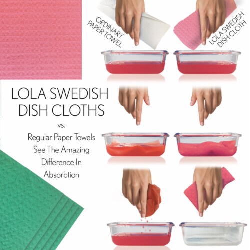 LOLA Cellulose Swedish Sponge Cloths, Reusable Kitchen Cleaning Cloth - 2 Pack Perspective: bottom
