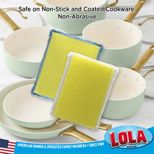 LOLA Microfiber Cloth with Nylon Net & All Nylon Net Both Side Cleaning Pads Perspective: bottom