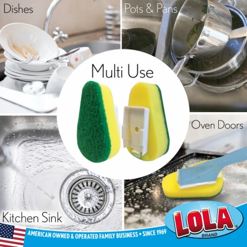 LOLA Soap Dispensing Dish Wand Refills, Super Absorbent Sponge Head, Reusable - 2 CT Perspective: bottom
