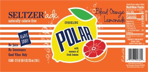 Polar Seltzer'ade Blood Orange Lemonade Flavored Seltzer Water Cans Perspective: bottom