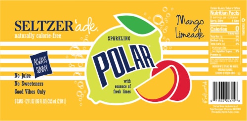Polar Seltzer'ade® Mango Limeade Seltzer Cans Perspective: bottom