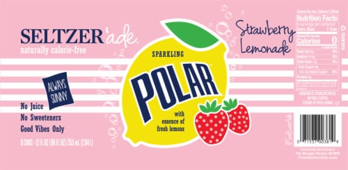 Polar'ade® Strawberry Lemonade Flavored Seltzer Water Cans Perspective: bottom