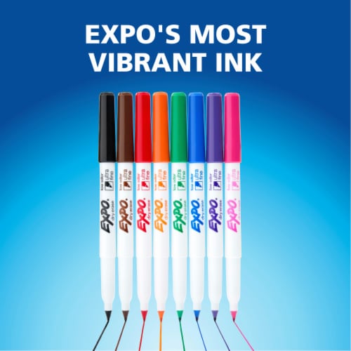 EXPO Dry Erase Markers, Low Odor Ink, Assorted Colors, Ultra Fine Tip, 4 Count Perspective: bottom