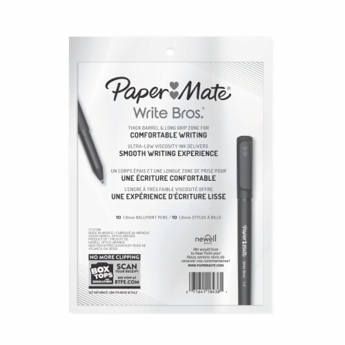 Paper Mate® Ballpoint Pens, Write Bros. Assorted Color Ink Pens, Medium Point (1.0mm), 10 Count Perspective: bottom