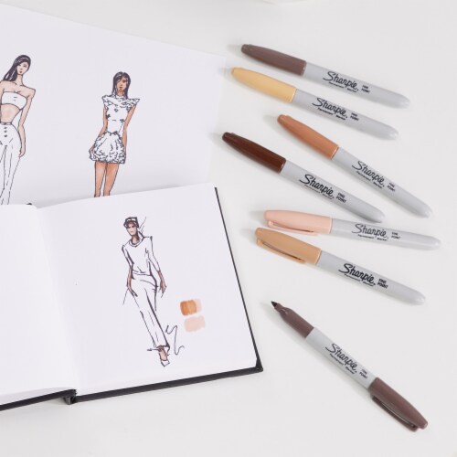 Sharpie® Permanent Markers, Portrait Colors, Fine Point, Assorted, 12 Count Perspective: bottom
