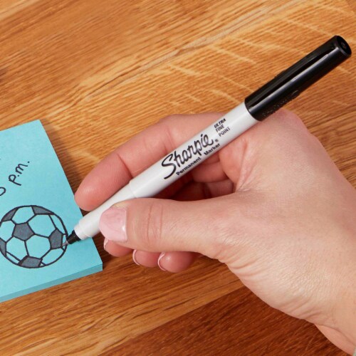 Sharpie® Permanent Markers, Ultra Fine Point, Black, 2 Count Perspective: bottom