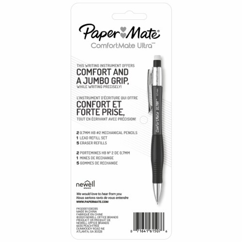 Paper Mate® ComfortMate™ Ultra Mechanical Pencils, 2 Pencils, 1 Lead Refill Set, 5 Erasers Perspective: bottom