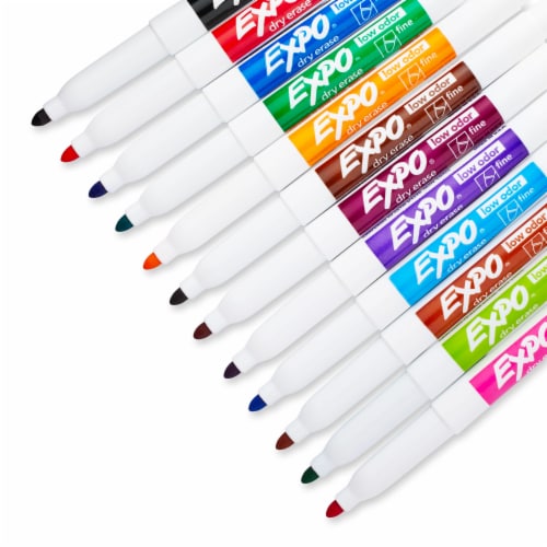 EXPO® Low Odor Dry Erase Markers, Fine Tip, Assorted Colors, 12 Count Perspective: bottom