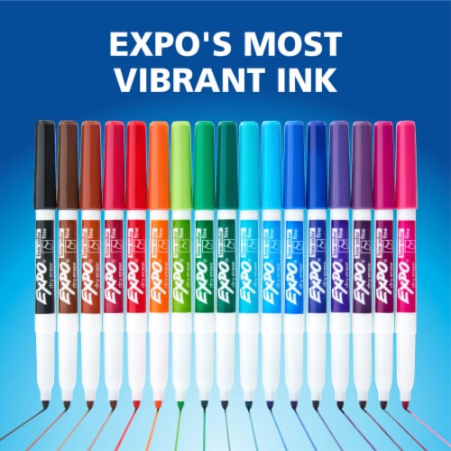 EXPO Dry Erase Markers, Low Odor Ink, Assorted Colors, Fine Tip, 4 Count Perspective: bottom