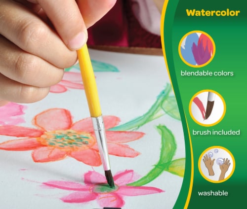 Crayola Washable Kids' Paint Set, Washable Watercolor Paint, Paint Brush Set